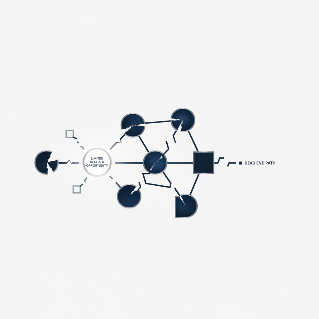 An infographic showing a broken, disconnected network map with isolated nodes and dead ends, symbolizing the failures of standard angel investing courses.
