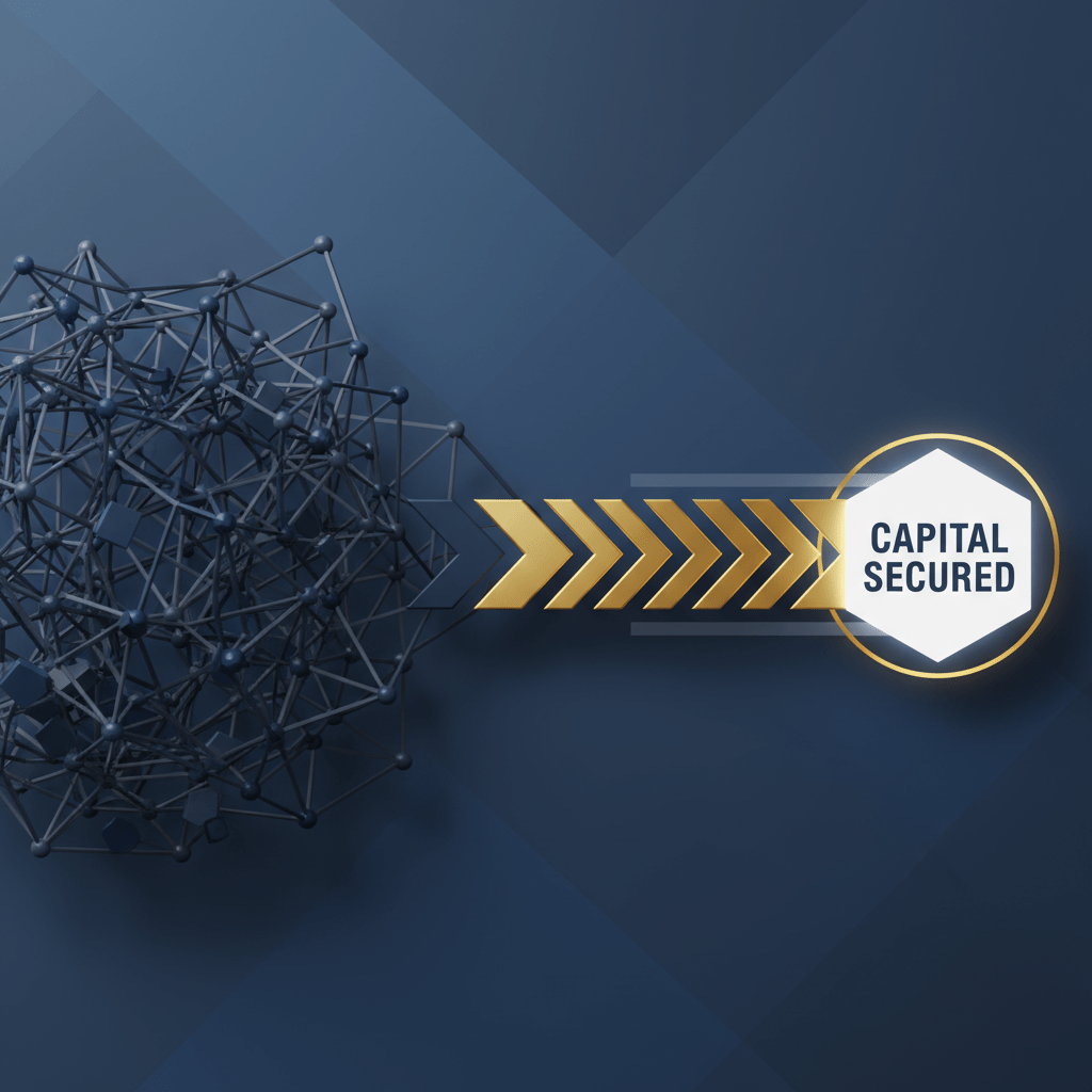 An infographic visually representing a complex, branching traditional venture capital process being transformed into a streamlined, direct pipeline, highlighted in gold, by GILD.