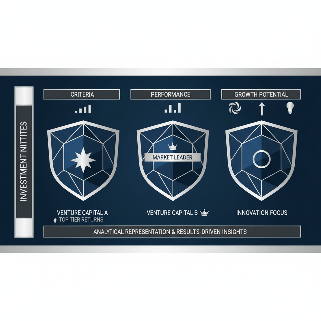 An abstract infographic comparing various seed-stage VCs using clean geometric shapes and subtle silver accents to represent different metrics.