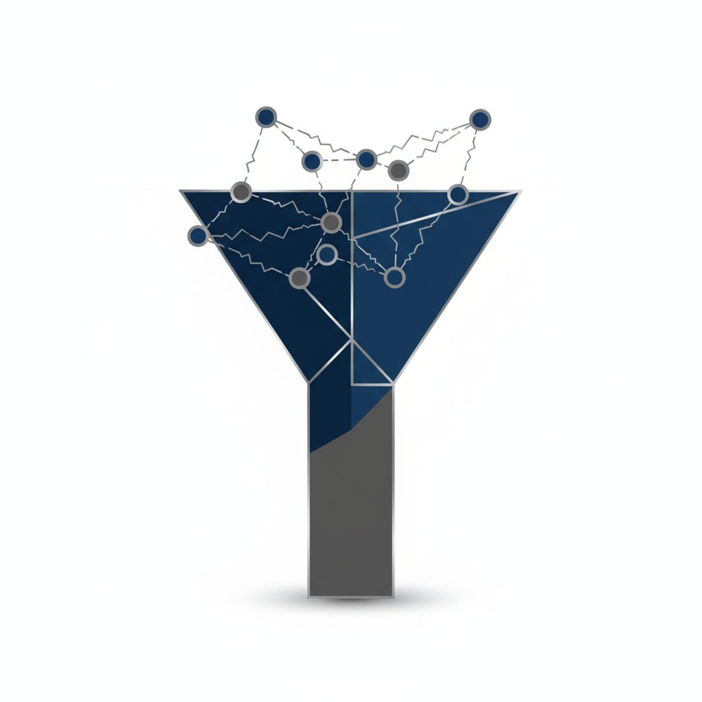 Infographic showing a fragmented and limited traditional capital raising network with blockages in a narrow funnel.
