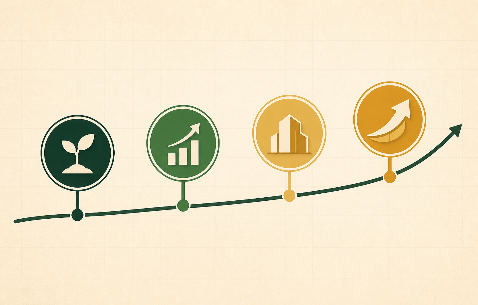Four-stage financing timeline from early validation to growth and transition