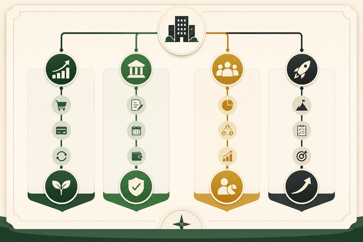Four visual financing routes arranged in a founder financing framework