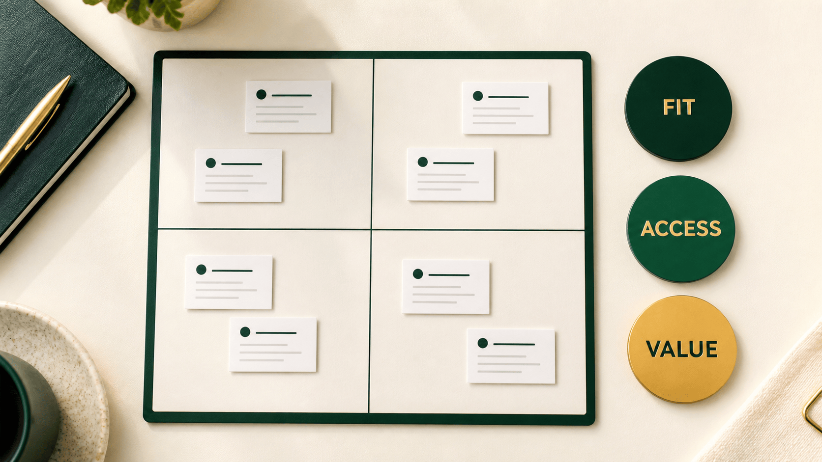 Investor prioritisation matrix with fit, access and value criteria