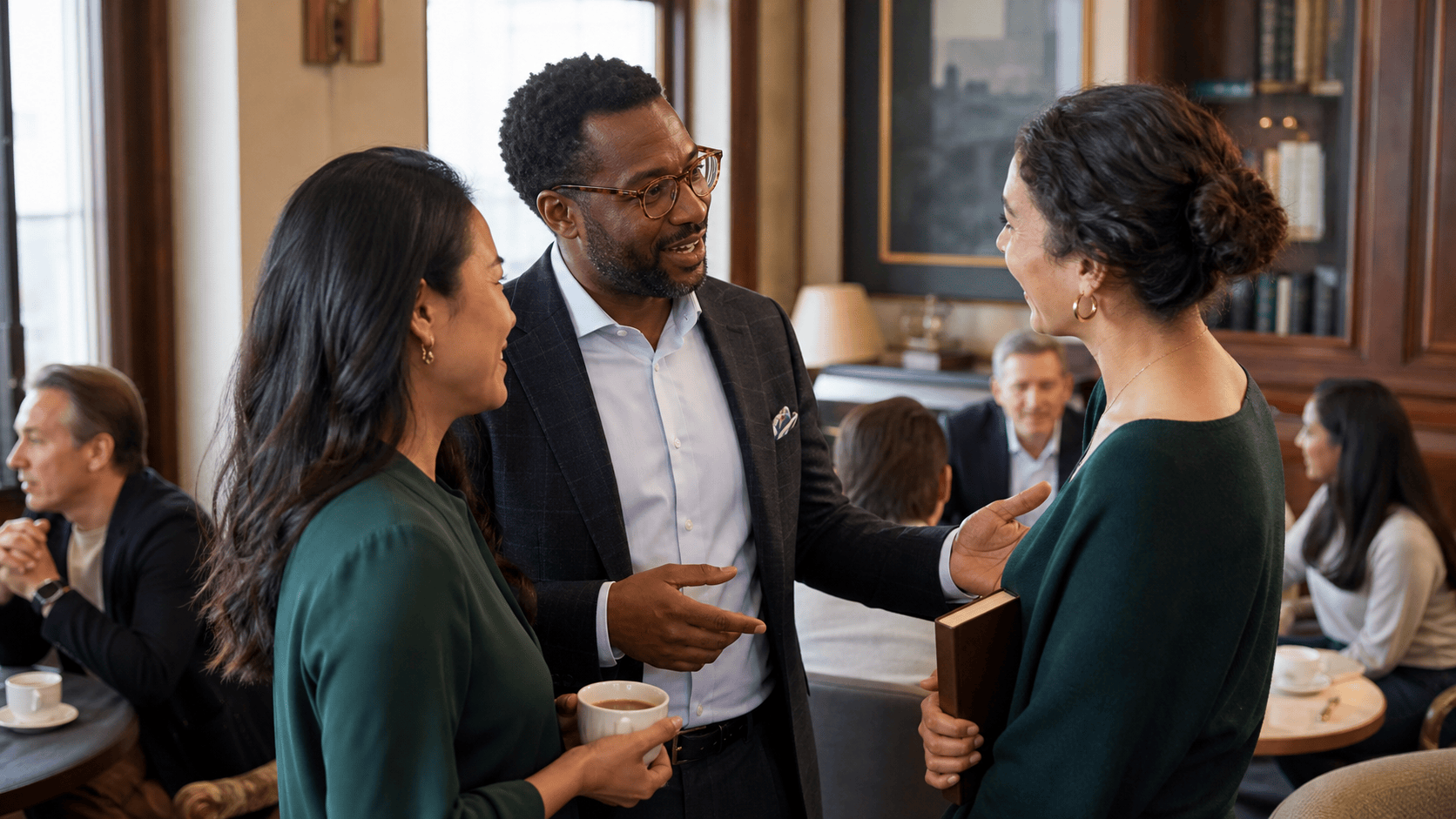 Trusted connector introducing a founder and investor at a small breakfast gathering