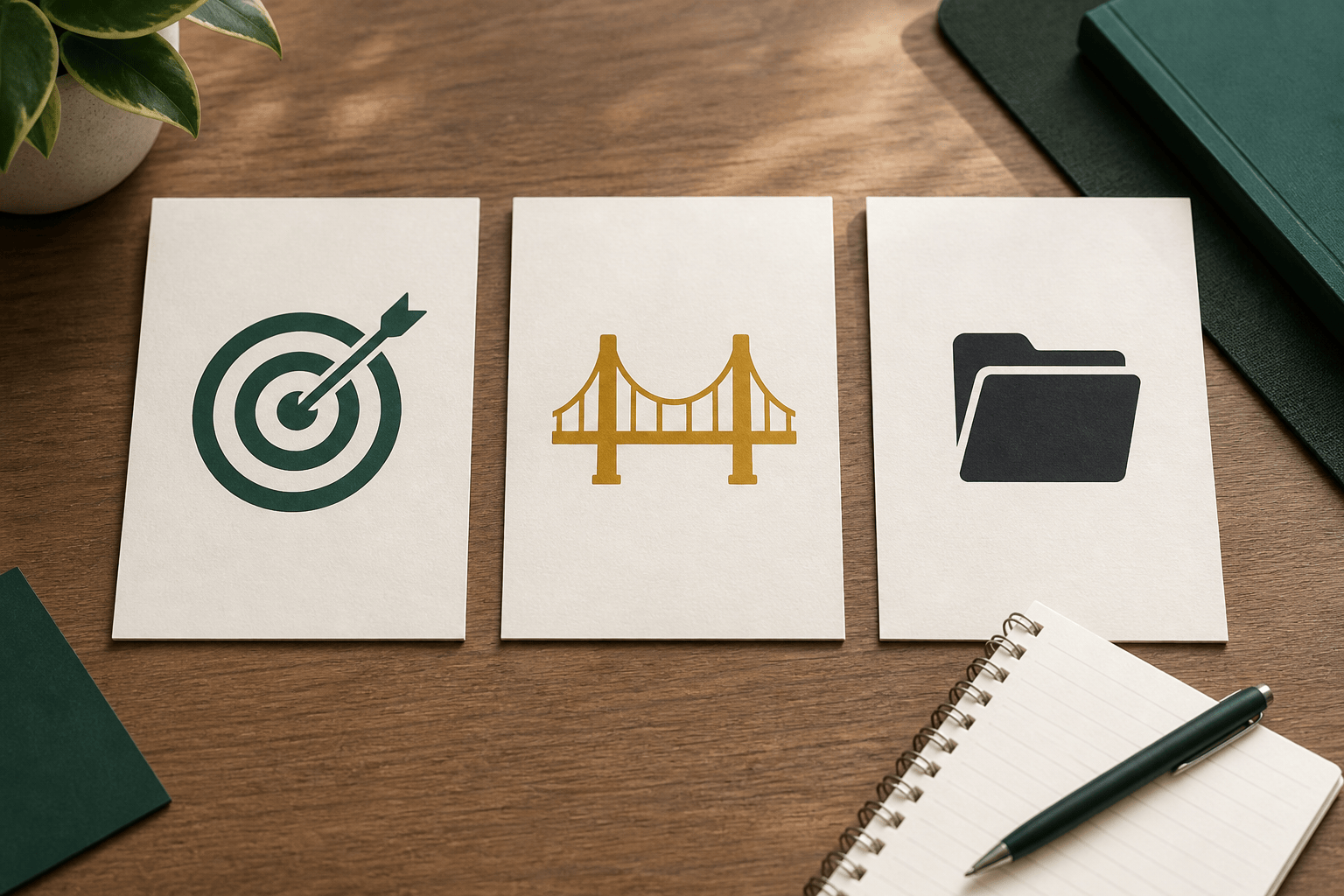 Three cards representing investor fit, trusted relationships, and review process